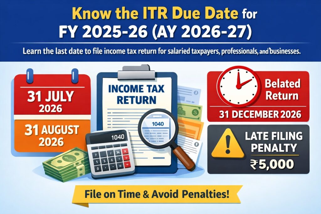 ITR Due Date FY 2025-26 AY 2026-27
